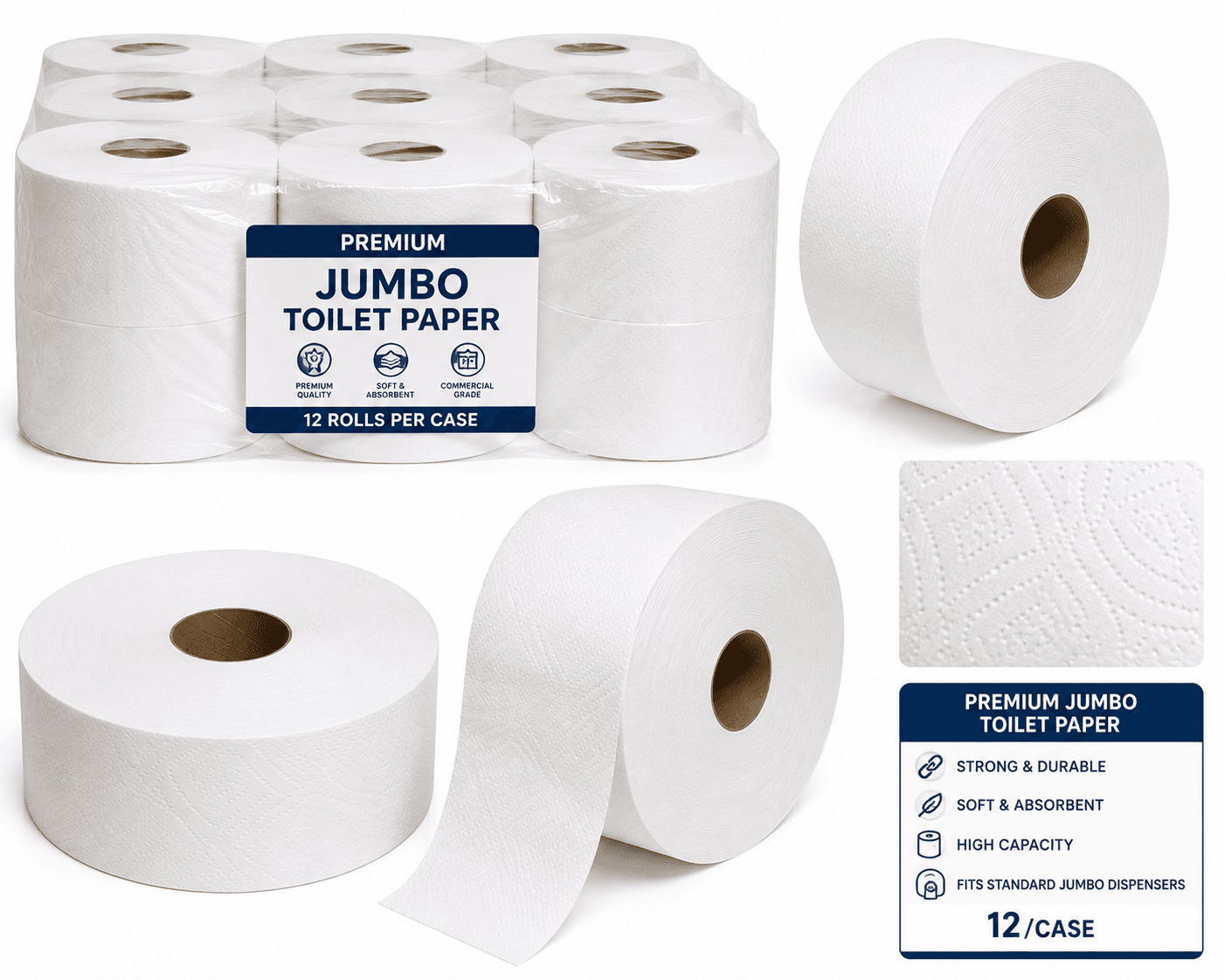 Premium Toilet Paper Jumbo - 12/Case