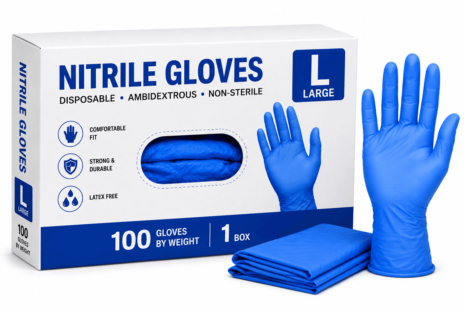 Nitrile Gloves - Large(L) - 100/Box