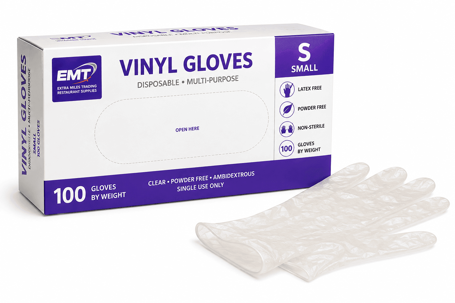 Vinyl Gloves - Small(S) - 100/Box