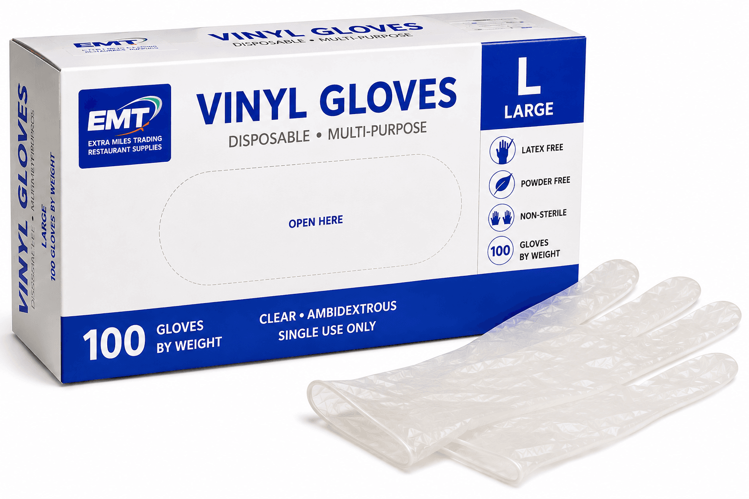 Vinyl Gloves - Large(L) - 100/Box