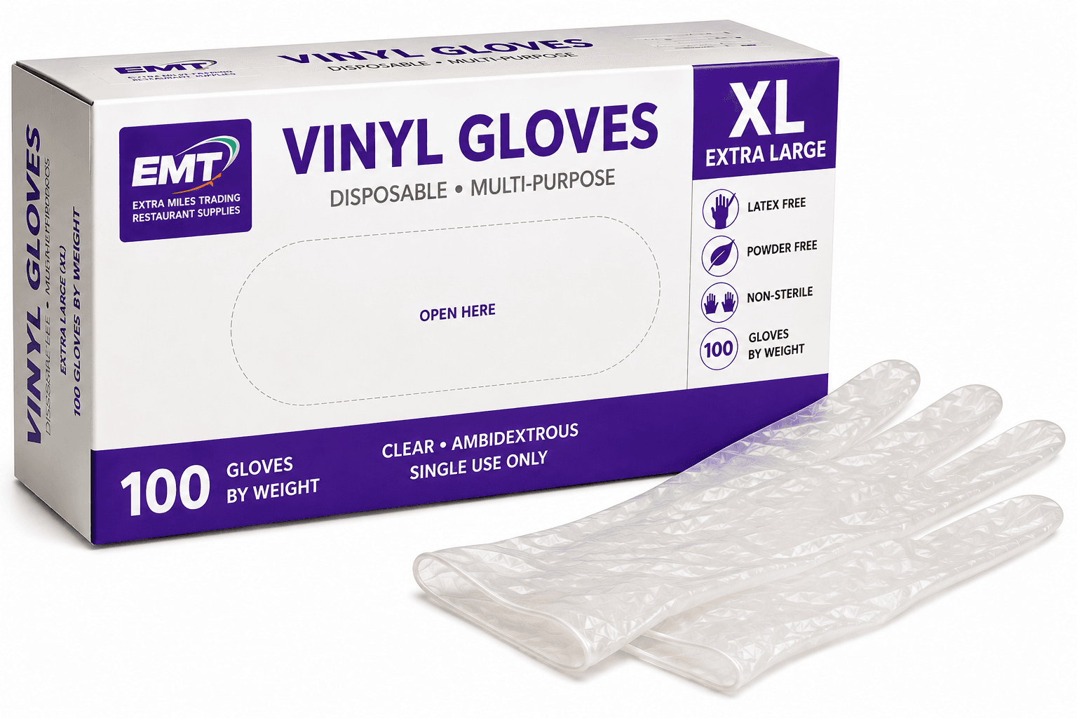 Vinyl Gloves - Extralarge(XL) - 100/Box