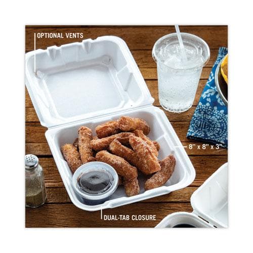 8X8 Foam Container Vented- 1 Compartment - 200/case