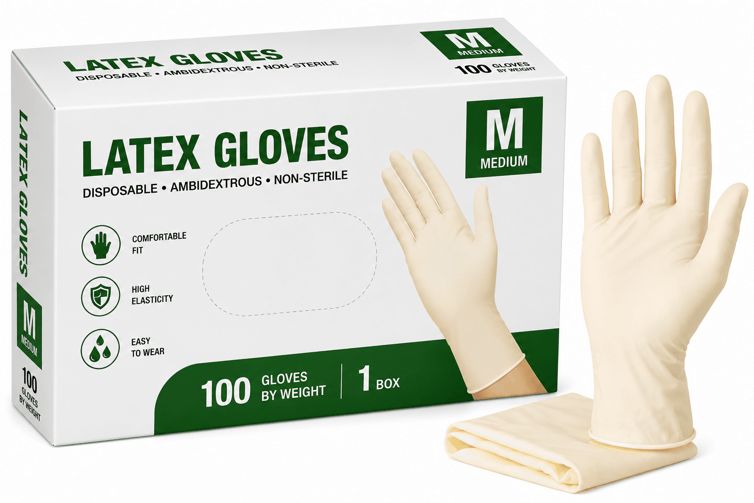 Latex Gloves - Medium(M) - 100/Box