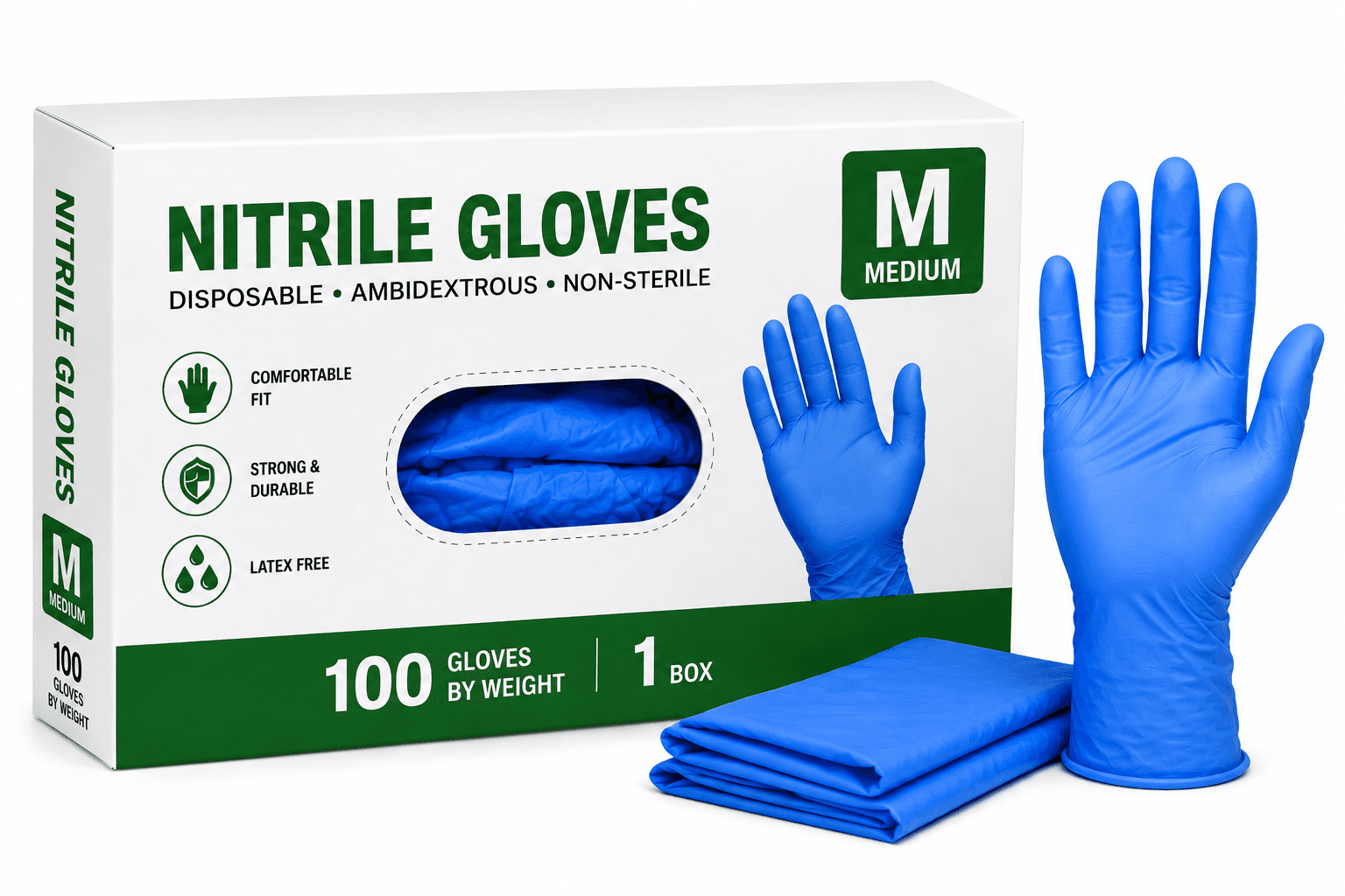 Nitrile Gloves - Medium(M) - 100/Box