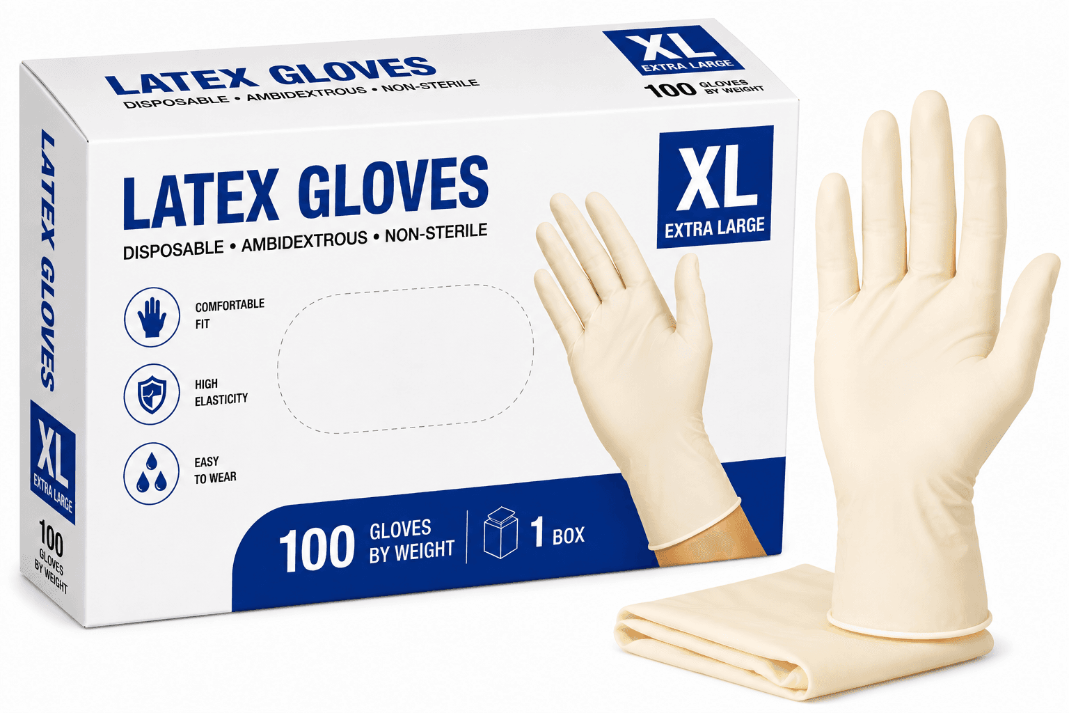 Latex Gloves - Extralarge(XL) - 100/Box
