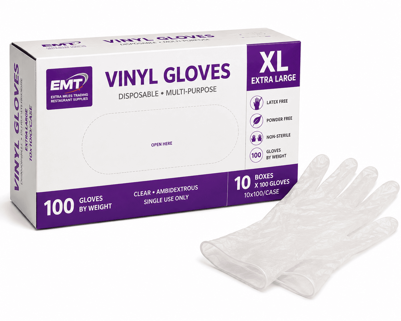 Vinyl Gloves - Extralarge(XL) - 10x100/Case