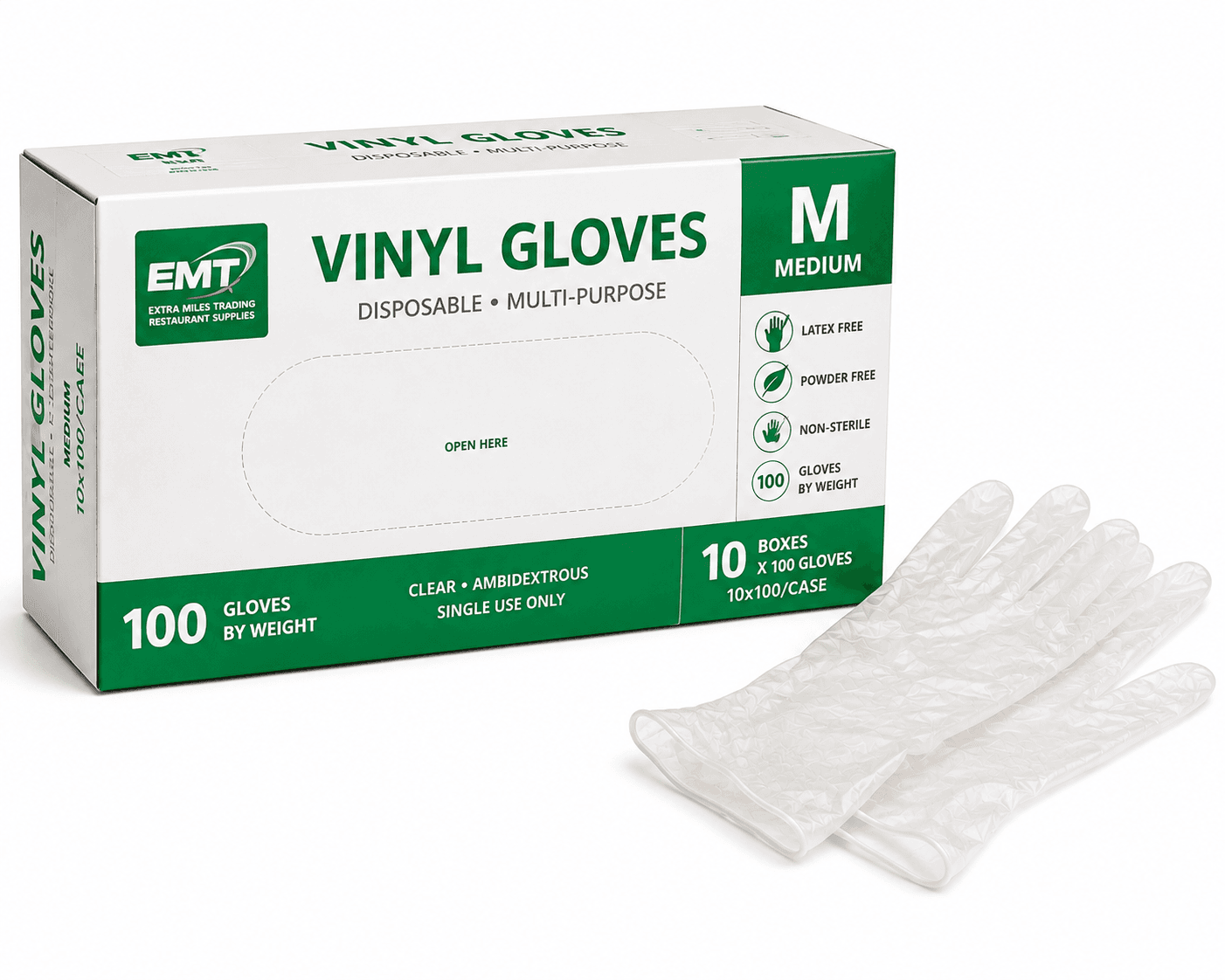 Vinyl Gloves - Medium(M) - 10x100/Case