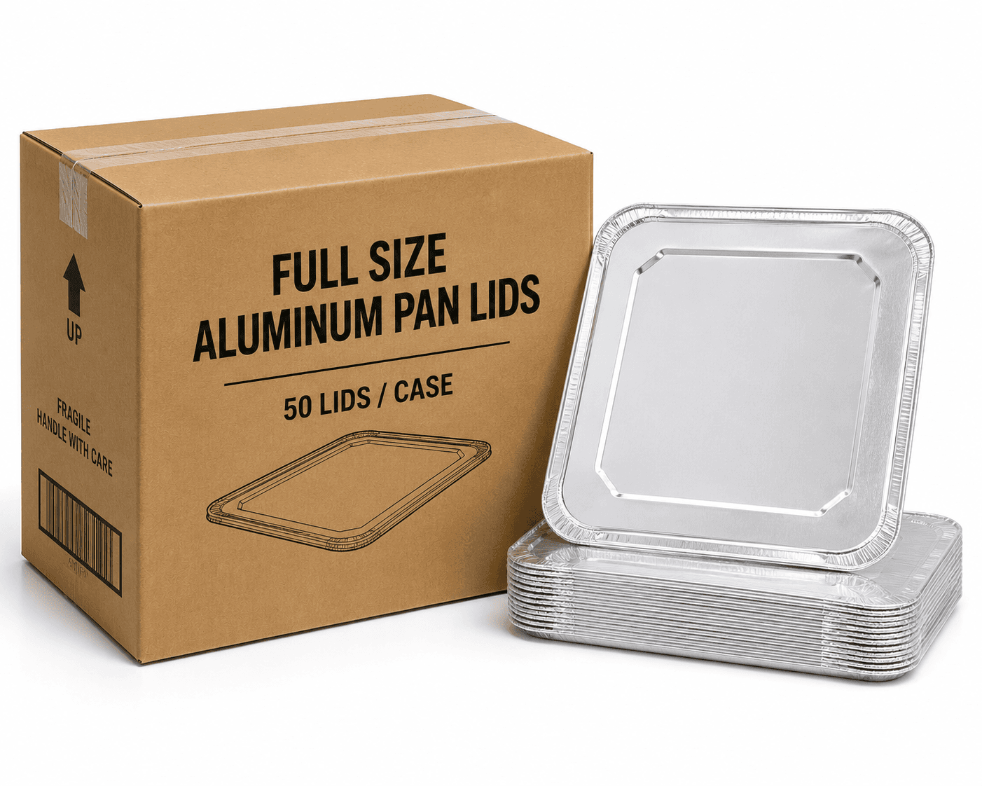 Full Size Aluminum Pan Lids - 50/Case