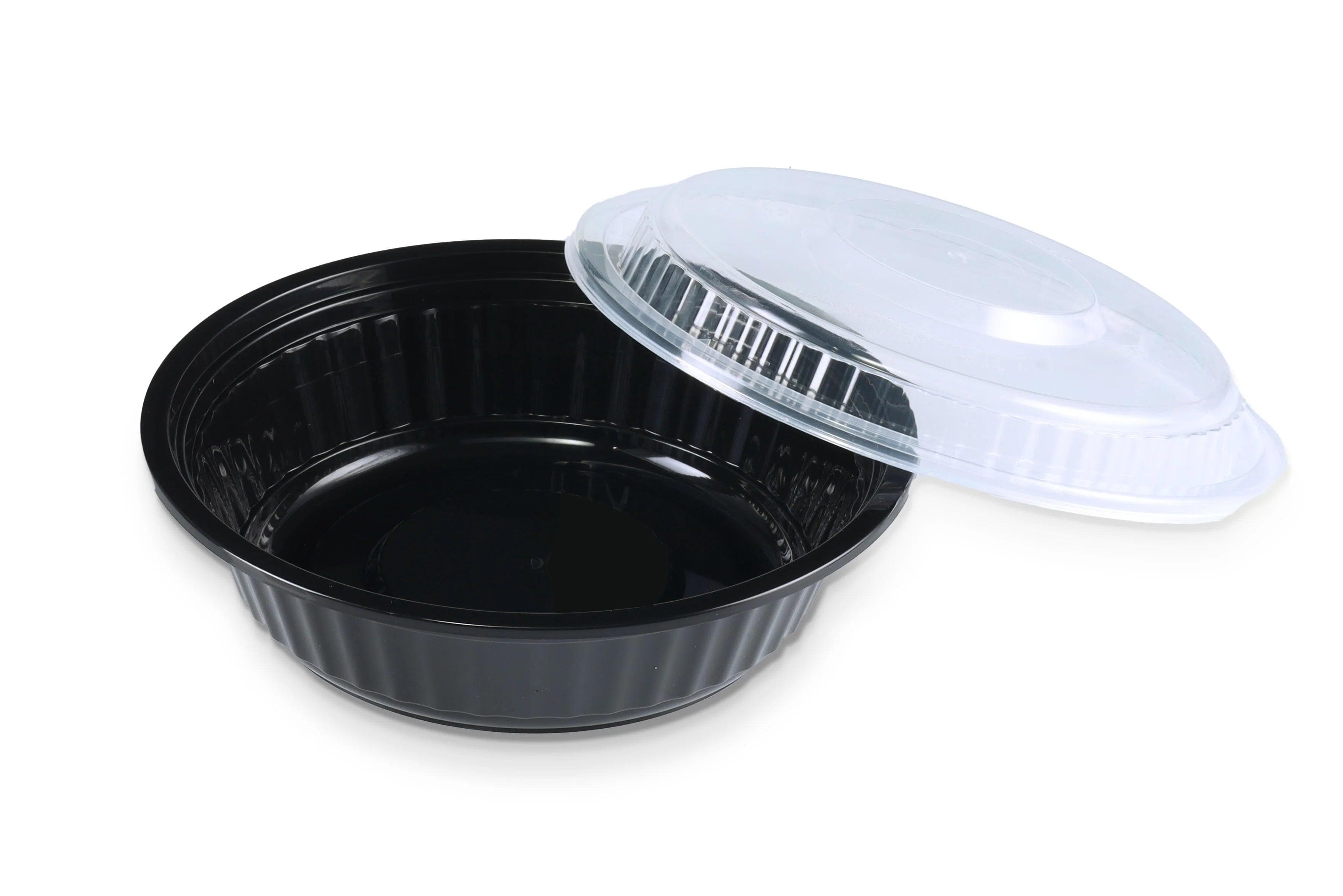 16oz Black Round Container Heavy Weight with lid - 150/Case