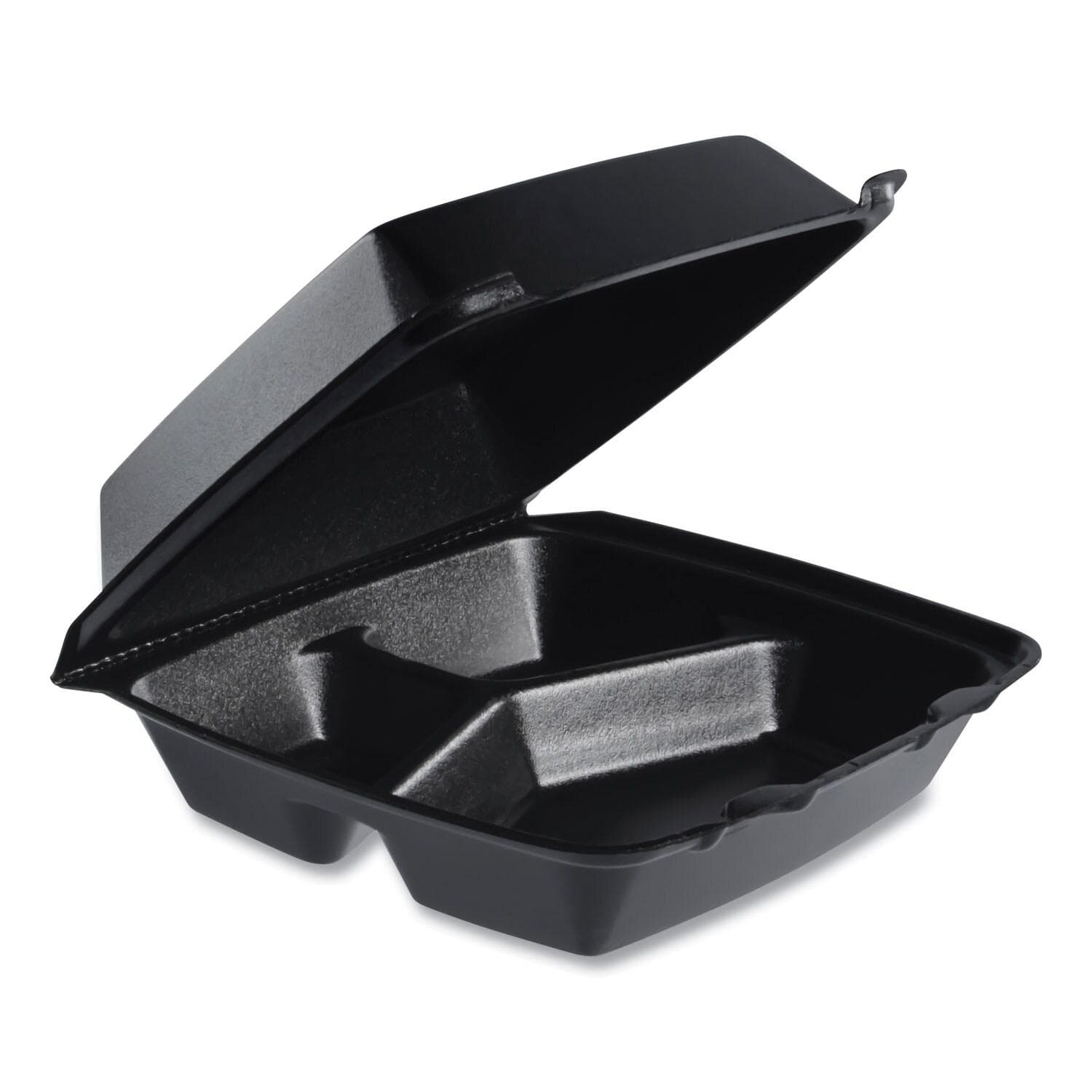 8x8 Black Foam Container - 3 Compartment - 200/case