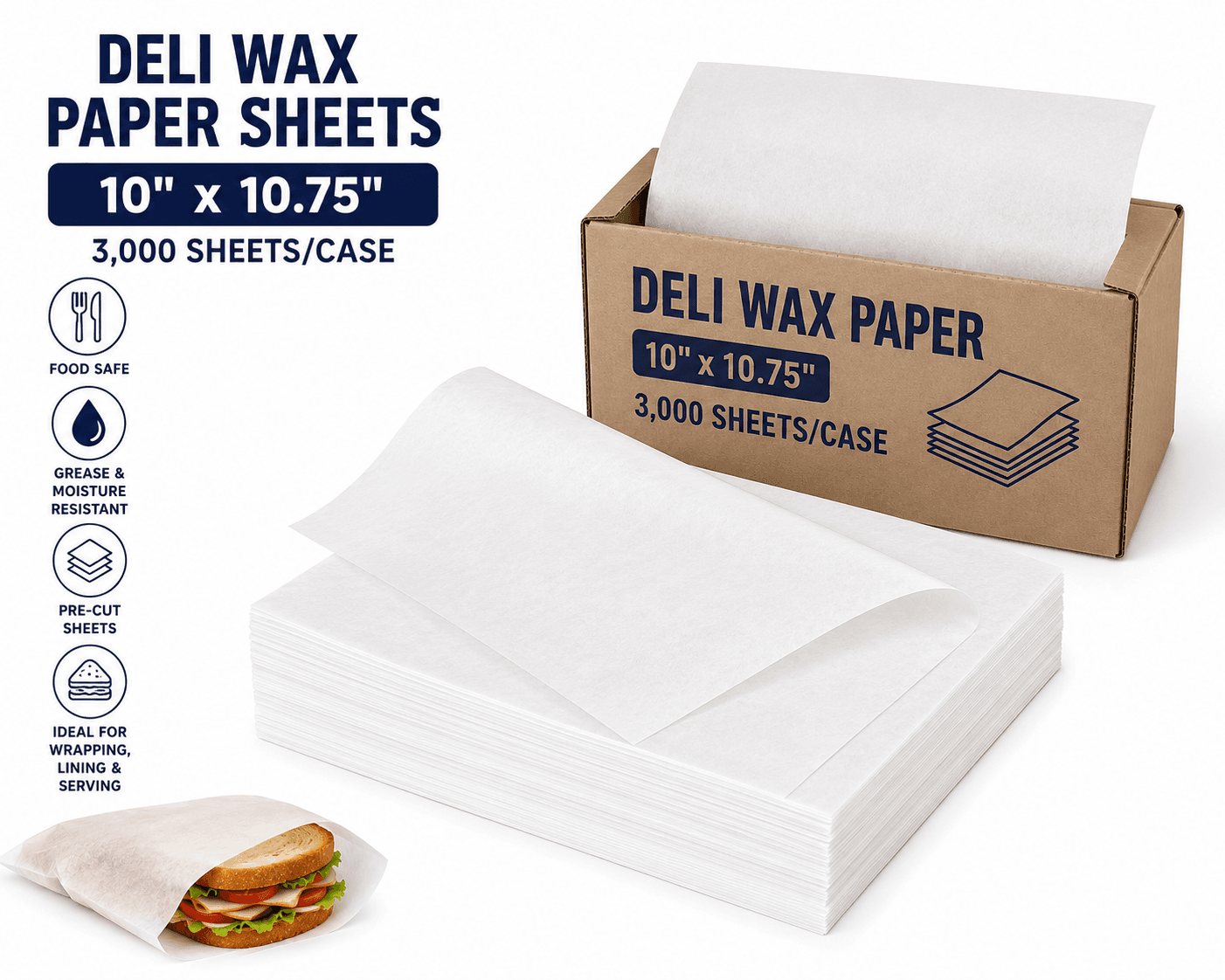 10x10.75 Deli Wax Paper - 3000/case