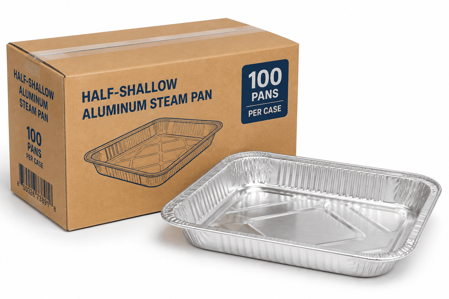 Half - Shallow Aluminum Steam Pan - 100/Case