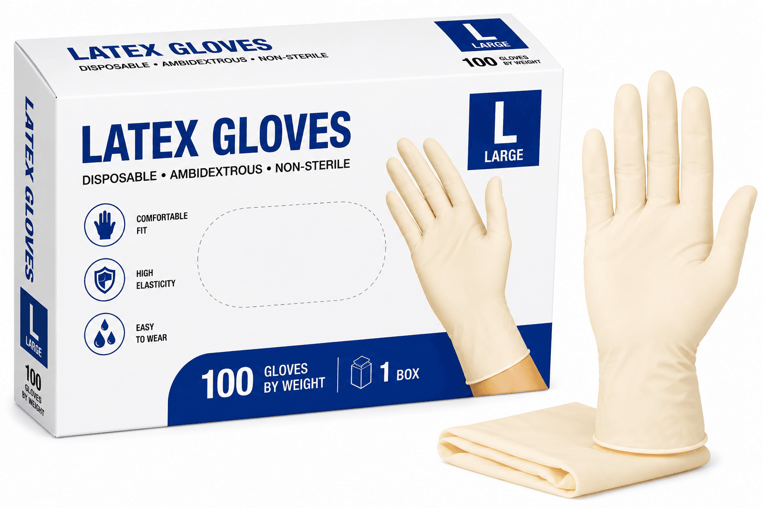 Latex Gloves - Large(L) - 100/Box